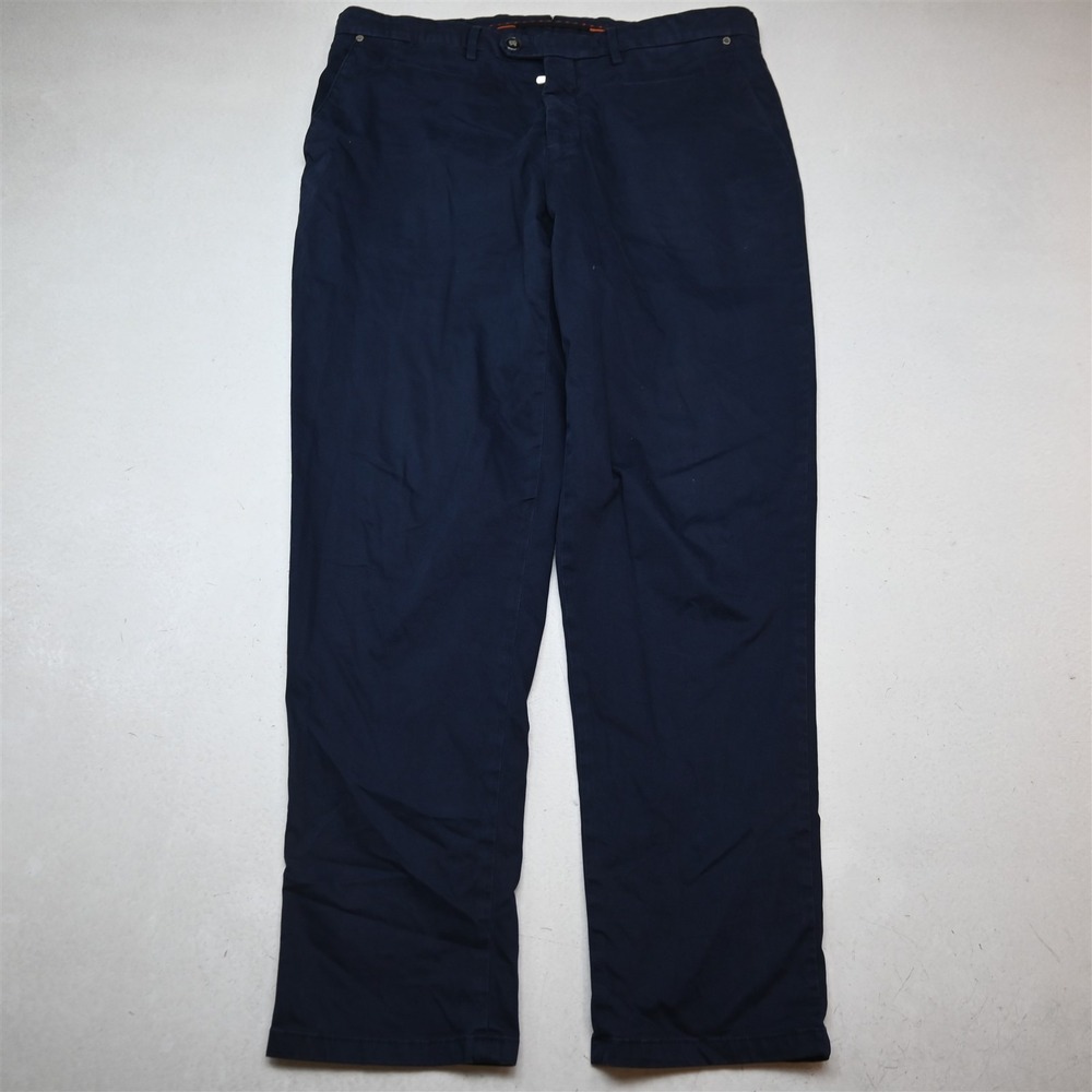 Marco Pescarolo 36x30 Navy Blue New York Straight Dress Chino Mens Pants